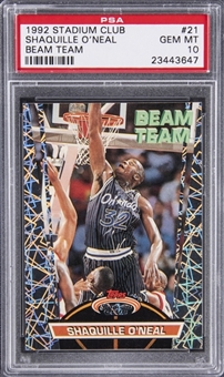 1992-93 Stadium Club "Beam Team" #21 Shaquille ONeal Rookie Card - PSA GEM MT 10